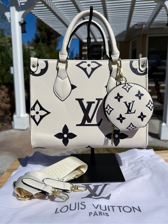 Dooney & Bourke Handbags - ✨COMING SOON✨ NEW LV Print White Black Monogram OnTheGo Satchel Bag & Coin Purse